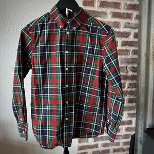 Ralph Lauren Red and Green Plaid Shirt Boys Size Large 14-16 Natural Stretch